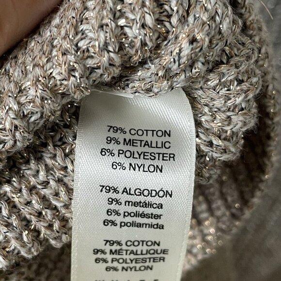 White House Black Market Silver Metallic Ombre Sweater Medium Cowl Neck Pullover - Picture 14 of 16